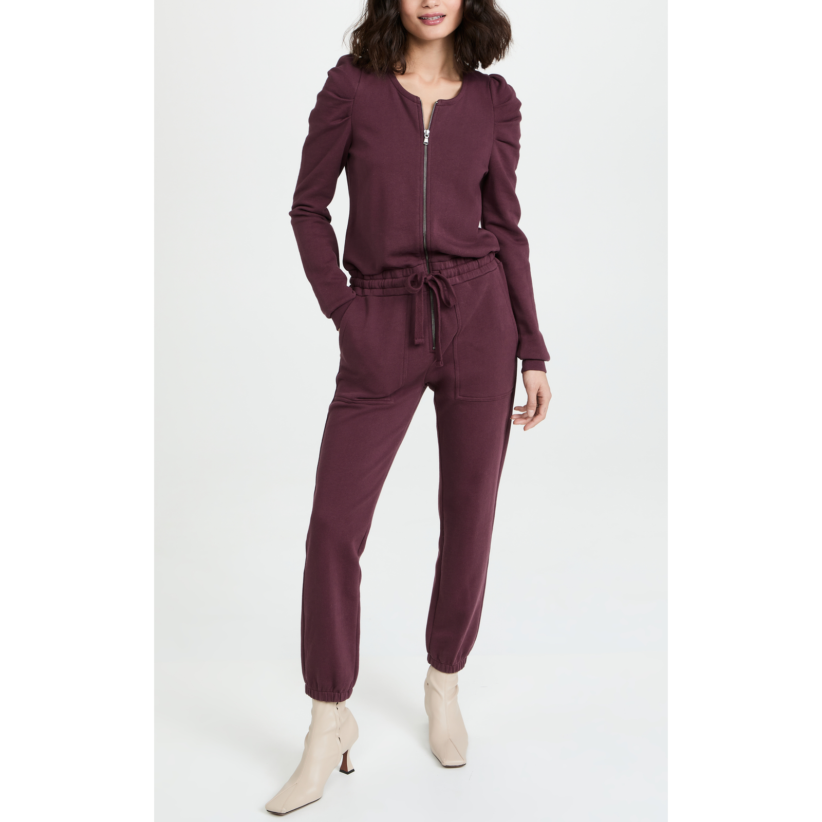 Rebecca Minkoff 'Janine' Red Long Sleeve Round Neck Jumpsuit Romper Size Xs